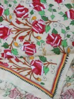 Shaded-Red Roses Kanthawork Tussar silk Dupatta - Image 3