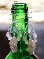 Rose Quartz Pure Silver chandelier Earrings