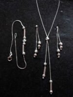 Silver Necklace, Earring, Bracelet Set