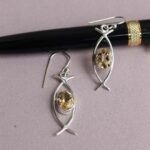 Pure Silver and yellow stone Earrings