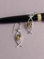 Pure Silver and yellow stone Earrings