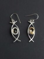 Pure Silver and yellow stone Earrings - Image 2