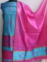 Sky-Blue and Pink Dupion tassar silk Dress-material