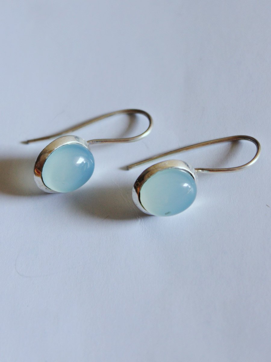Sky-Blue-single-stone-earrings-2-.jpg The Blue moonstone Silver Earrings - Image 1