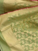 Spring-Green Pure Katan Silk Banarasi dupatta - Image 2