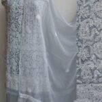 Steel-Gray georgette Chikankari ladies suit