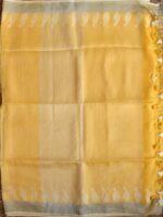 Sun-Yellow zariwork Pure Linen Saree - Image 4