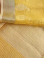 Sun-Yellow zariwork Pure Linen Saree - Image 2