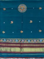 Teal-blue Ahir Embroidered Woolen Shawl - Image 3