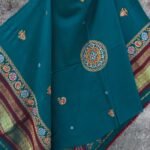 Teal-blue Ahir Embroidered Woolen Shawl