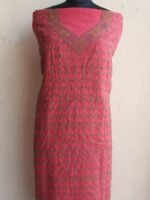 Tomato-Red 3pc Cotton chikankari dress-material - Image 2
