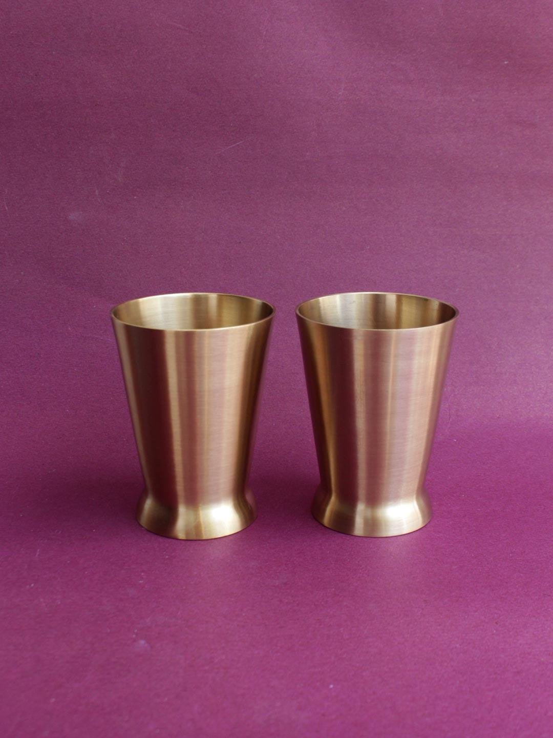 Traditional-brass-tumbler-glass.jpg Traditional Matt Brass Tumbler glass set of 2 - Image 1