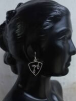 Triangular, Purple Stone, Pure Silver Earrings - Image 3