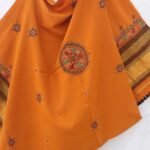 Turmeric yellow Suf-embroidered woolen shawl