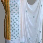 Turmeric-yellow and White chikankari 3pc Cotton Ladies Suit