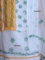 Turmeric-yellow and White chikankari 3pc Cotton Ladies Suit - Image 2