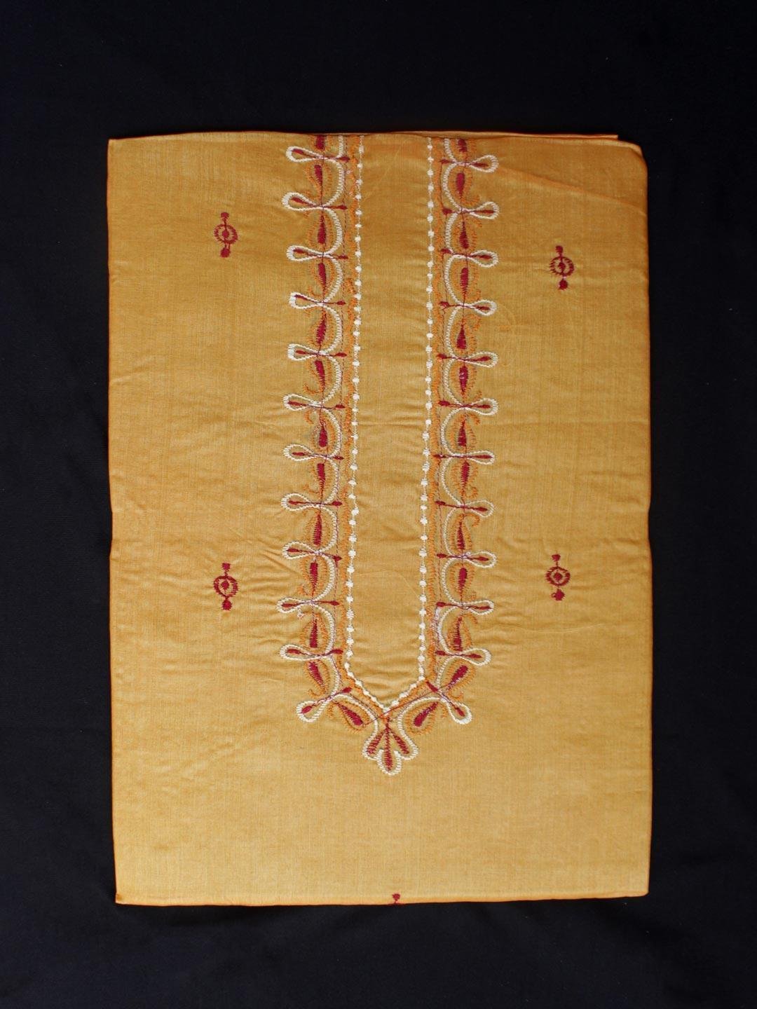 Turmeric-yellow-mens-silk-kurta-fabric.jpg Turmeric-Yellow Silk Kurta Fabric for men - Image 1