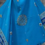 Firozi-Blue Ahir Handembroidered woolen Shawl
