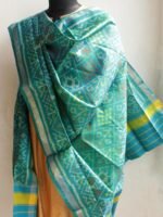 Turquoise Blue Patola pure silk Dupatta - Image 2