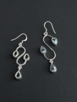 Water-Blue stone Pure silver Earrings - Image 2
