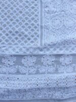 White georgette Chikankari Mukaish Kurta Fabric - Image 2