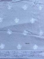 White georgette Chikankari Mukaish Kurta Fabric - Image 3
