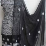 White & Black georgette Chikankari Dress-material