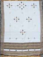 White and Brown Bhujodi Mirrorwork Shawl - Image 3