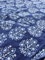 White and Indigo Dabu Block-Printed cotton Fabric - Image 2