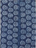 White and Indigo Dabu Block-Printed cotton Fabric - Image 3
