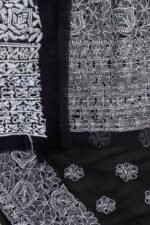 White & Black georgette Chikankari Dress-material - Image 2