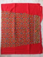 White, blue, yellow phulkari on Red Salwar fabric - Image 2