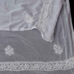 White Chikankari Buti Chiffon stole