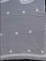 White Chikankari Buti Chiffon stole - Image 2