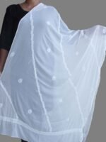 White Chikankari embroidered chiffon dupatta - Image 3
