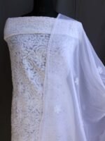 White Georgette Chikankari 3pc ladies suit - Image 2