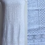 White georgette Chikankari Mukaish Kurta Fabric