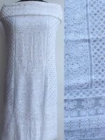 White georgette Chikankari Mukaish Kurta Fabric