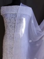 White Chikankari georgette Dess-material - Image 2