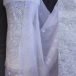White Georgette Chikankari 3pc ladies suit