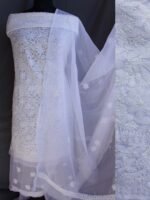 White Georgette Chikankari 3pc ladies suit