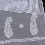 White Paisley chikankari chiffon dupatta