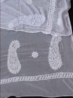 White Paisley chikankari chiffon dupatta