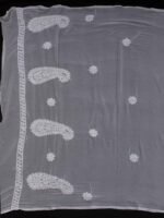White Paisley chikankari chiffon dupatta - Image 3