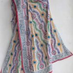 Multicolour Fulkari on White viscose Dupatta