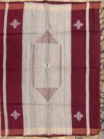 Wine-Red and Beige Mulberry Dupion Silk Saree - Image 2