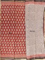Wine-Red Bagru Printed Kota-doria Sari - Image 4