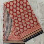 Wine-Red Bagru Printed Kota-doria Sari