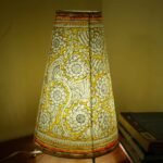 Yellow and white Tholu bommalata Long Table Lamp