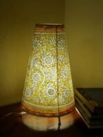Yellow and white Tholu bommalata Long Table Lamp
